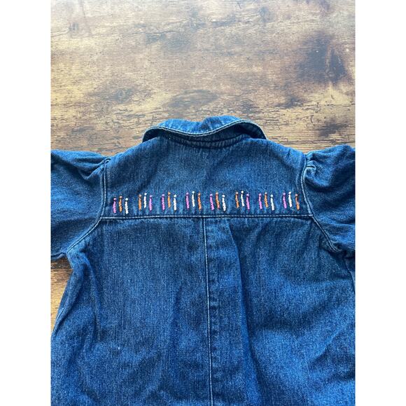 Cherokee Baby Play Wear 6 M Infant Girls Blue Jean Jumper Embroidery Kid Core - Picture 5 of 6